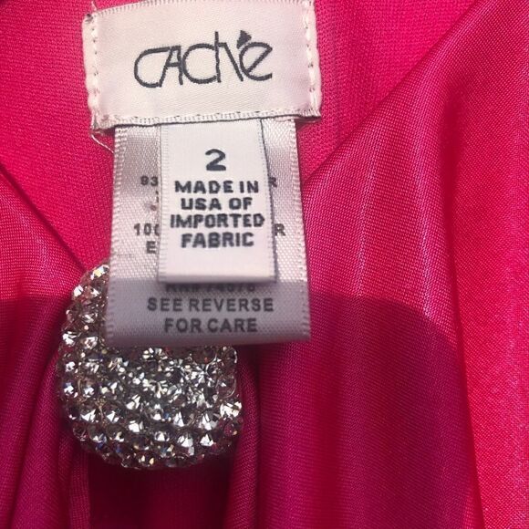 Cache pink Beautiful gown. Longer in back flutter top peek-a boo halter .size 2 - Picture 10 of 12